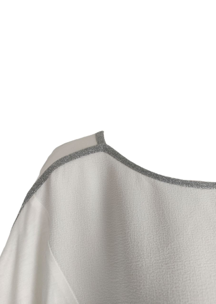 Γυναικεία Μπλούζα TCHIBO σε Λευκό χρώμα με Ασημί Λεπτομέρειες (Large)