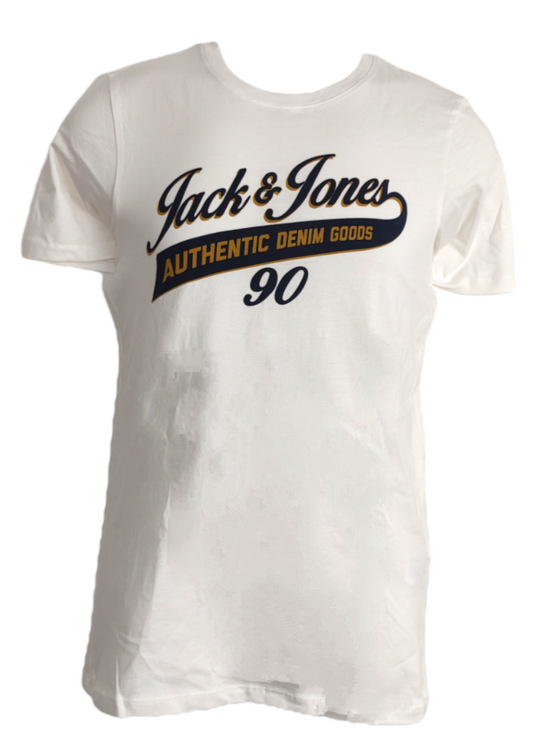 Ανδρικό T-Shirt JACK & JONES Cloud Dancer / Slim Fit σε Λευκό Χρώμα