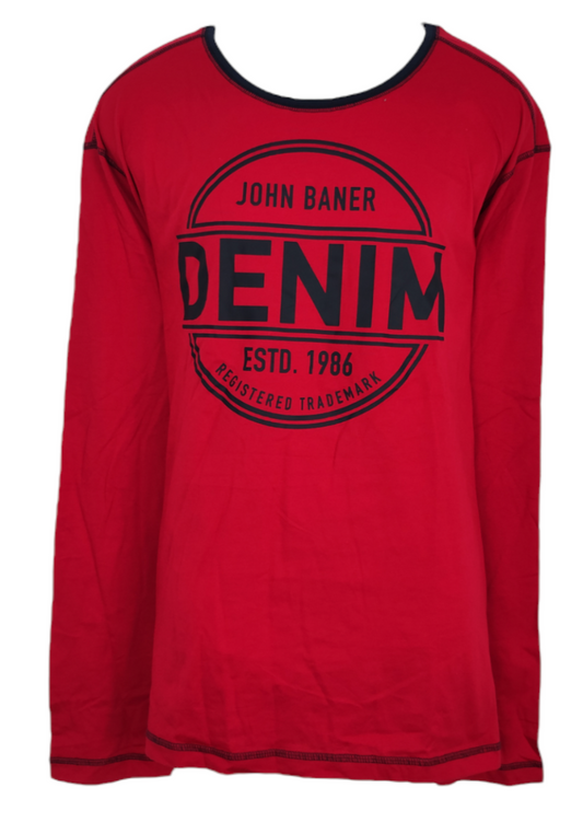 Ανδρική, Μακρυμάνικη Αθλητική Μπλούζα JOHN BANER σε Κόκκινο Χρώμα (2XL/3XL)