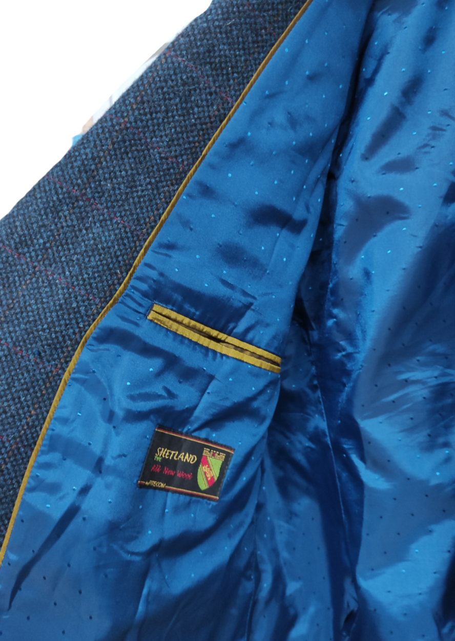 Μάλλινο Ανδρικό Σακάκι SHETLAND σε Σκούρο Μπλε Χρώμα (XL)