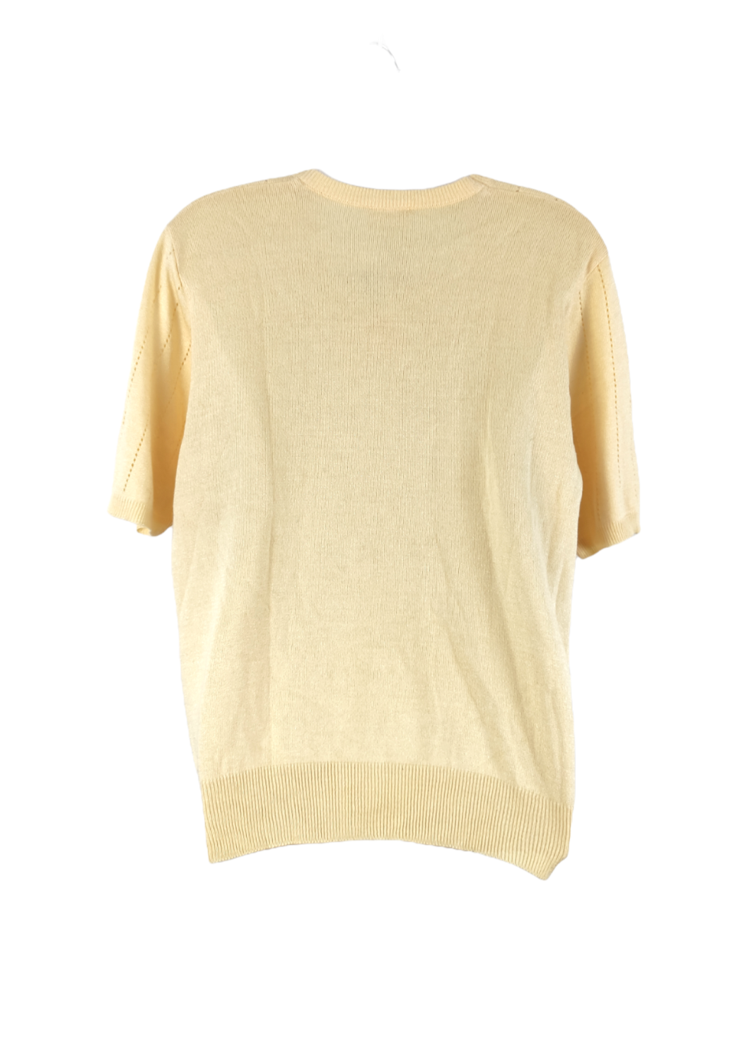 Κοντομάνικη, Πλεκτή Γυναικεία Μπλούζα MENKE σε Παλ Κίτρινο χρώμα (Large)