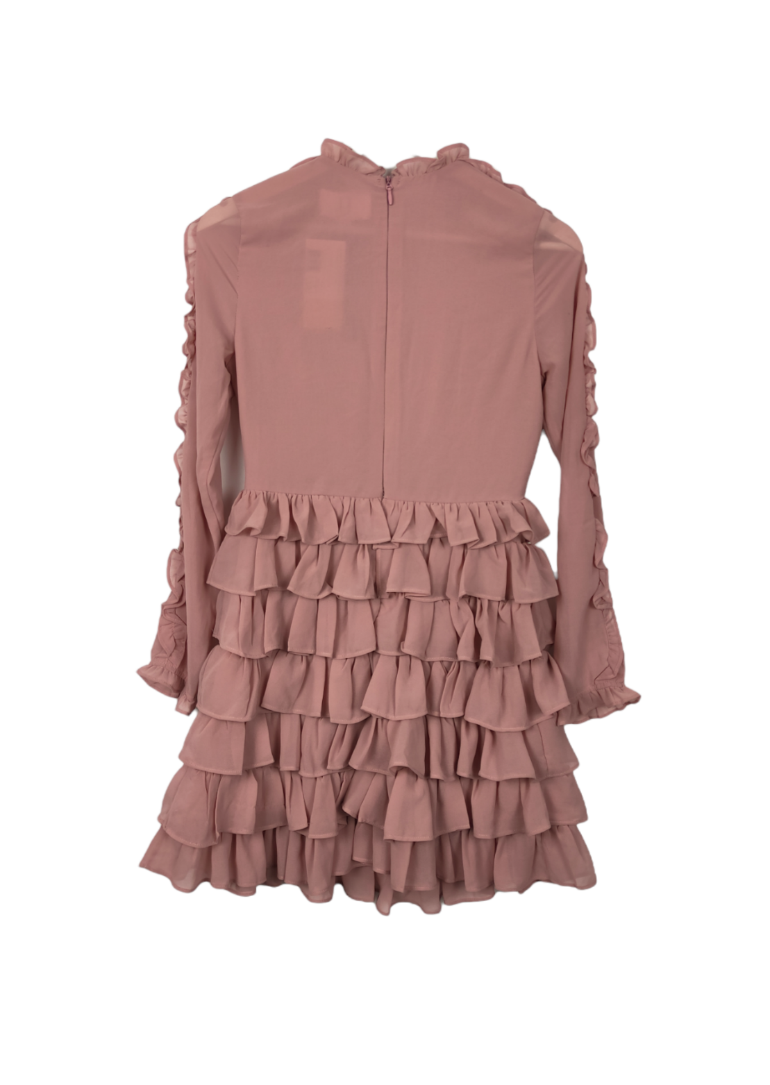 Stock, Mini Φόρεμα U σε Παλ Ροζ Χρώμα με Βολάν (XS/S)