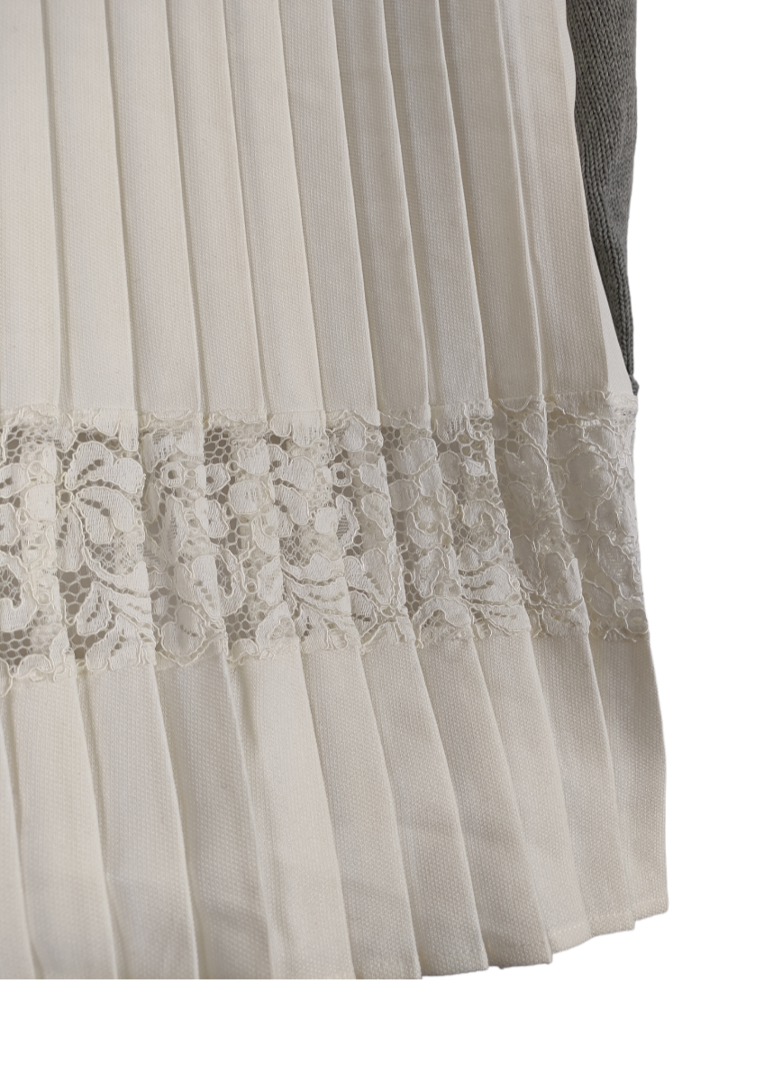 Πλεκτή Γυναικεία Μπλούζα ALBA MODA σε Γκρι - Λευκό χρώμα (M/L)