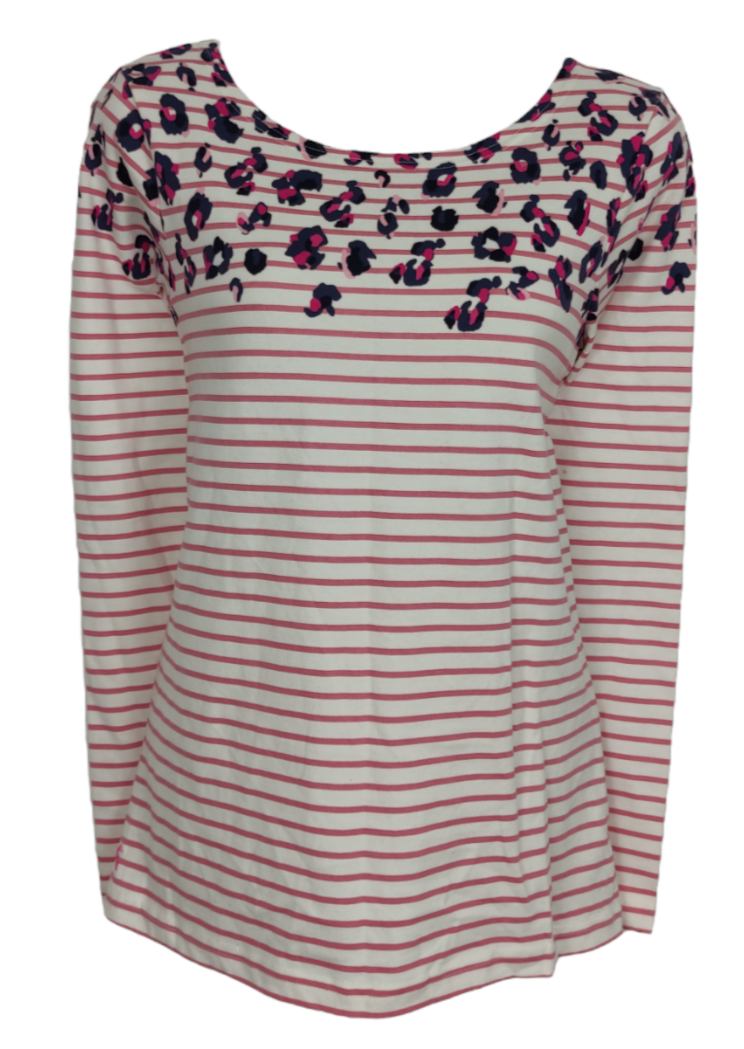 Stock, Ριγέ Γυναικεία Μπλούζα JANCES σε Λευκό - Ροζ χρώμα (Medium)