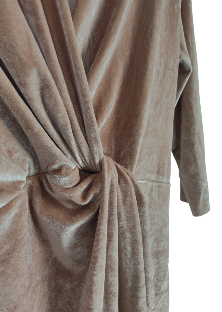Midi Βελουτέ Φόρεμα ZARA σε Nude Χρώμα (Medium)