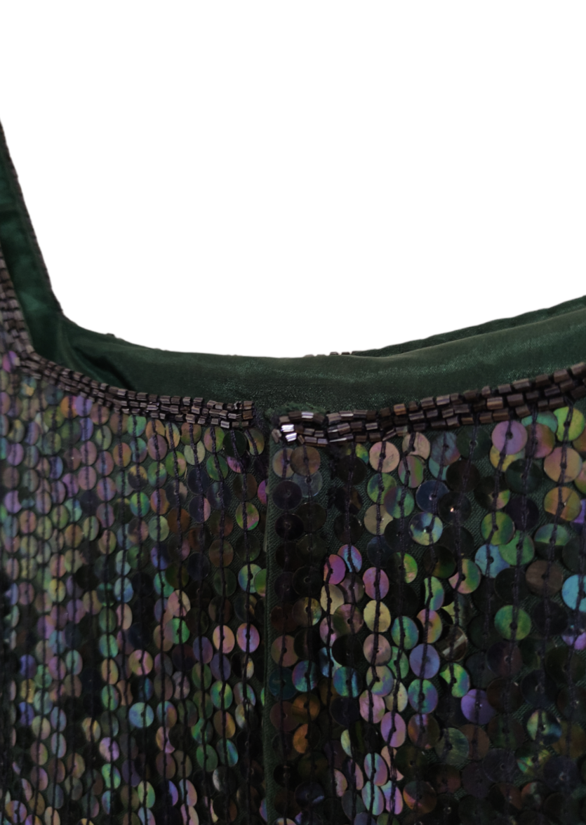 Midi Βραδινό Φόρεμα DEBUT σε Κυπαρισσί Χρώμα με Παγιέτες (Small)