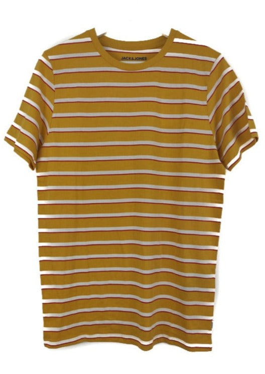Stock Ανδρικό Τ-shirt JACK & JONES Yolk Yellow σε Ριγέ (Medium)