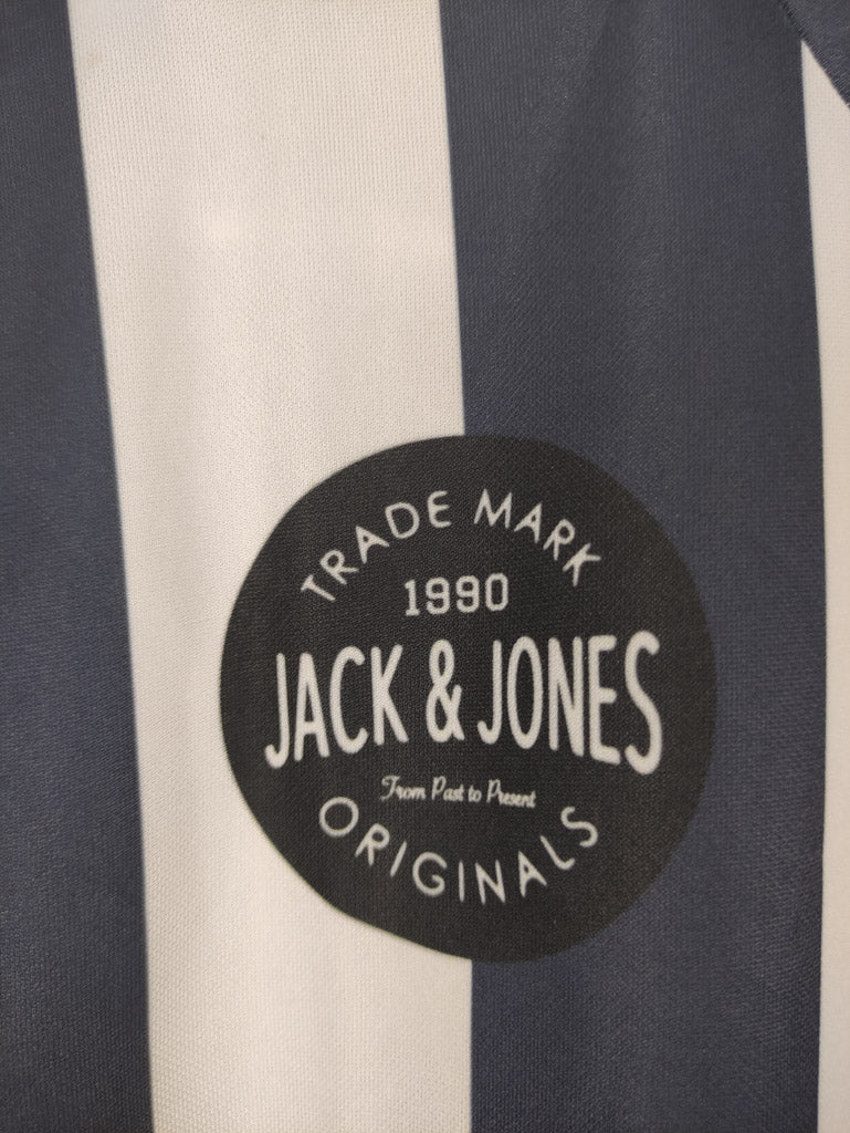 Ανδρικό T-Shirt  JACK & JONES White /REG Fit, ριγέ σε Navy Blue - Λευκό Χρώμα